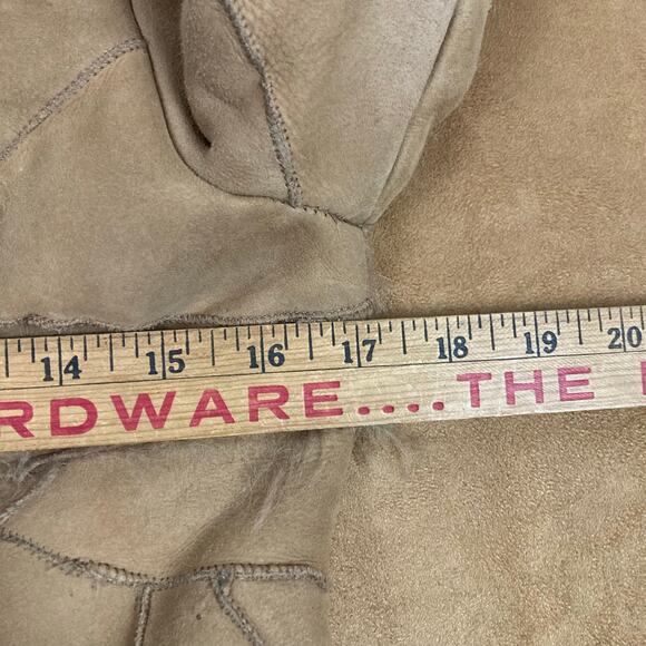 Genuine Shearling Sheepskin Patchwork Penny Lane Coat Sz 38 - Picture 14 of 16